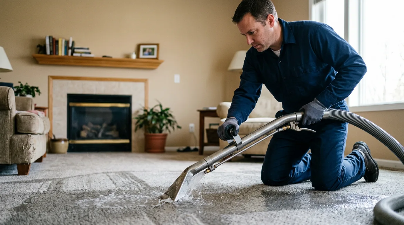 Water damage restoration technician working near Farnham, NY